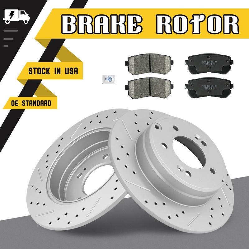 284mm Rear Drilled Disc Brake Rotors Ceramic Pads For Hyundai Tucson Sonata Kia