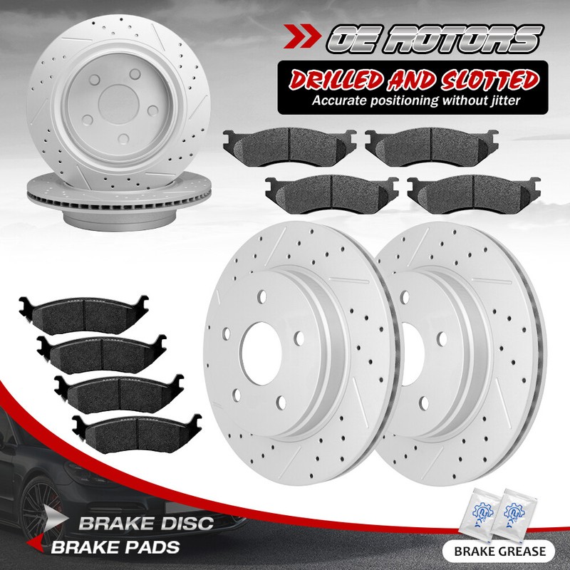Front and Rear Disc Rotors + Brake Pads for 2004 2005 Dodge RAM 1500 Durango