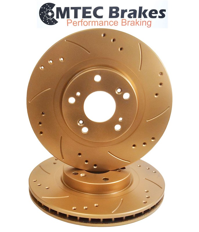 Audi A6 1.9 TDi 110bhp 00-00 Front Brake Discs Gold Drilled Grooved