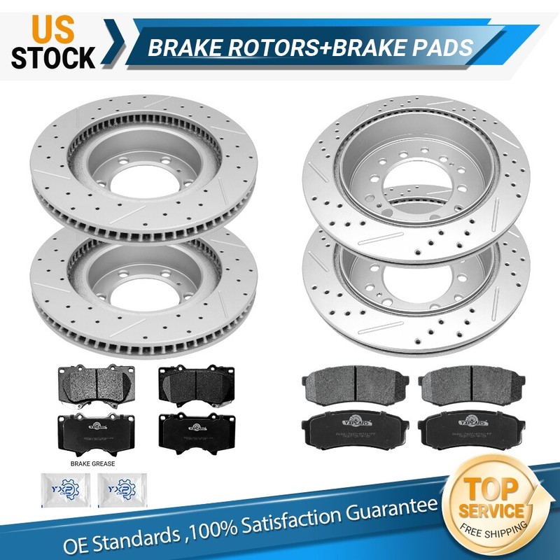 Front & Rear Brake Rotors + Ceramic Pads for 2010 – 2023 4Runner LEXUS GX460