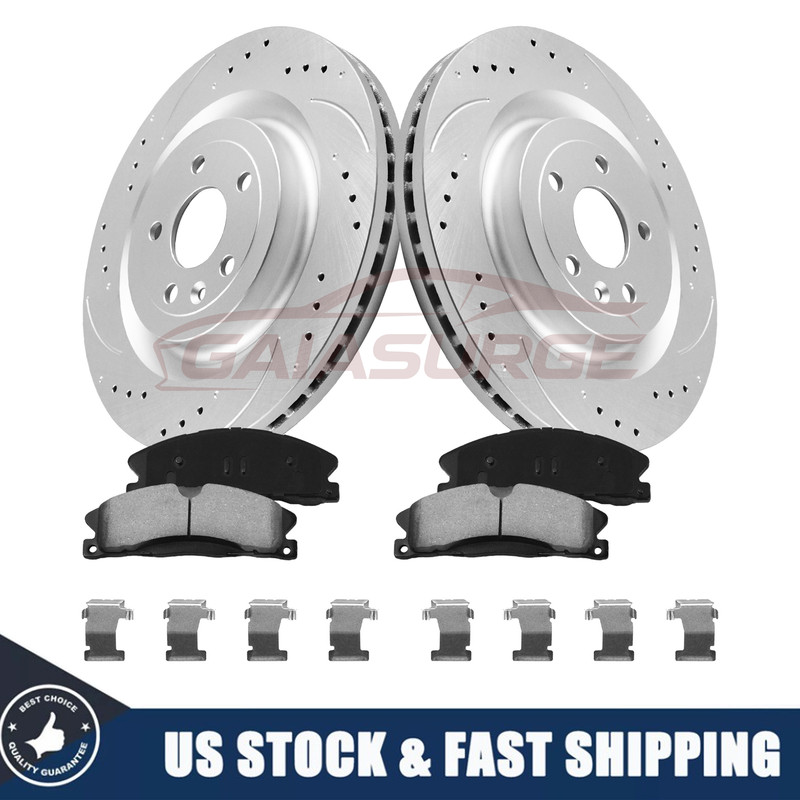 352mm Front Drilled Rotors and Brake Pads for Ford Explorer Flex Lincoln MKS MKT