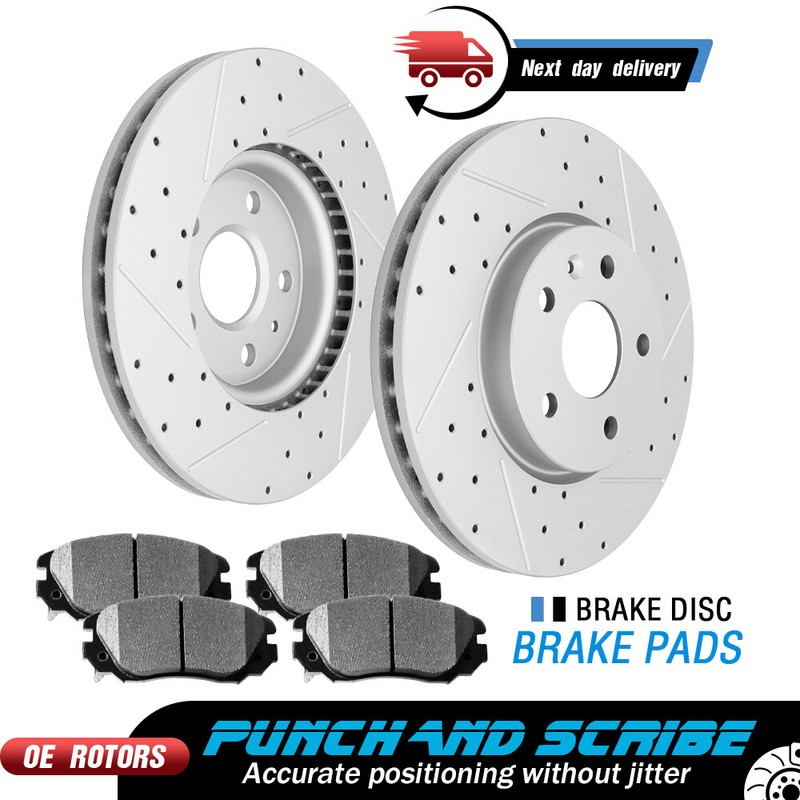 321mm Front Rotors + Brake Pad for GMC Terrain Chevy Impala Equinox Buick Allure