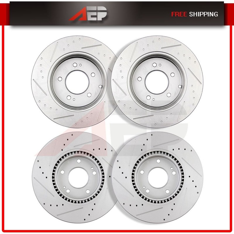 4X Front & Rear Drilled Slot Brake Discs Rotors Kit For Hyundai Sonata 2006-2014