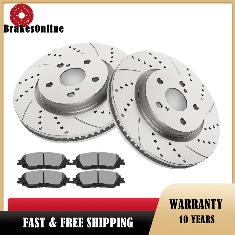 Front Brake Rotors Pads fit for Toyota Avalon Camry C-HR RAV4 Drilled Brakes