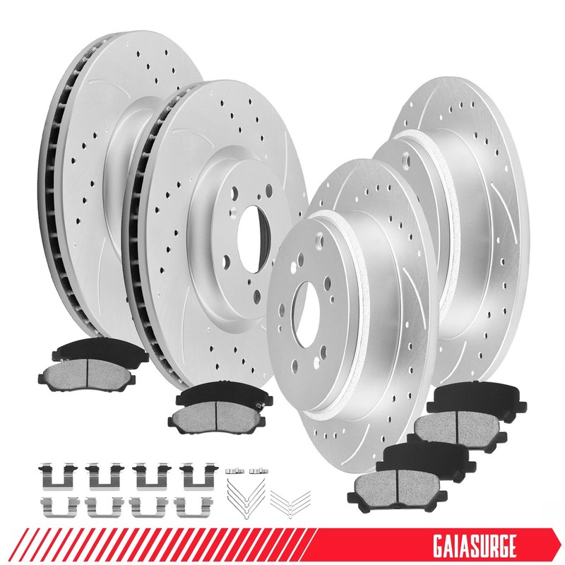 330mm Front & 334mm Rear Disc Rotors Brake Pads for Honda Pilot Acura MDX ZDX
