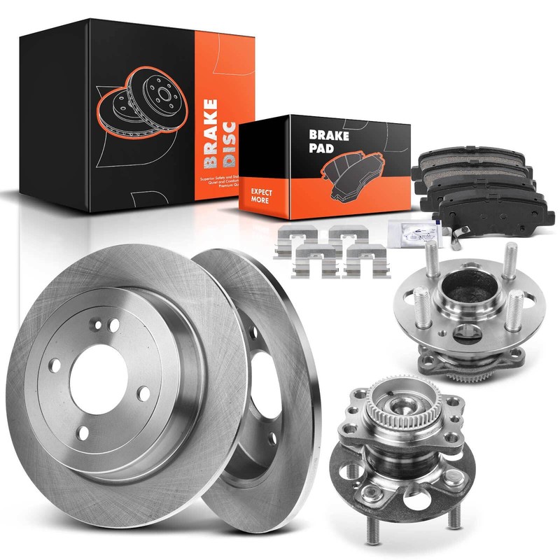 Disc Brake Rotors Pad + Wheel Hub Bearing for Hyundai Accent Kia Rio 12-17 Rear