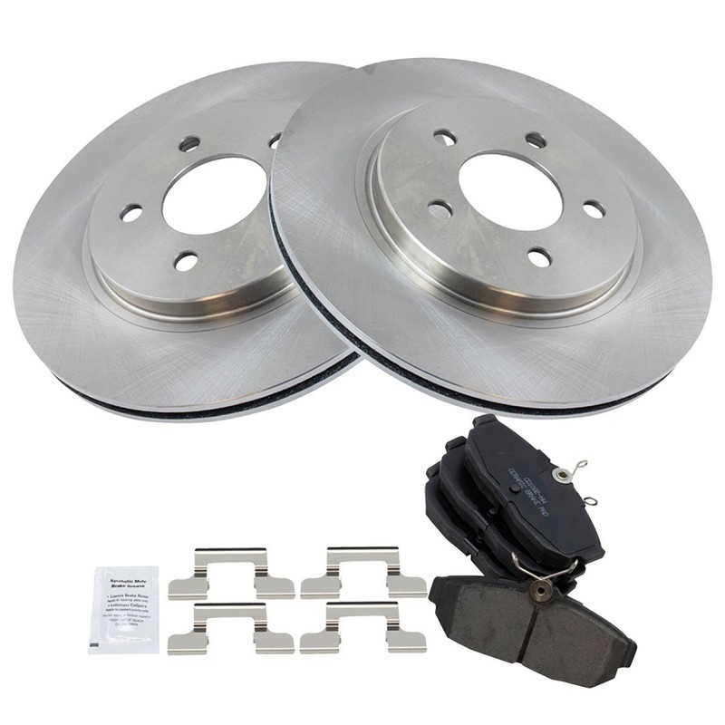 TRQ Rear Brake Pad & Rotor Kit Brake Rotor For 2005-2014 Ford Mustang gallery