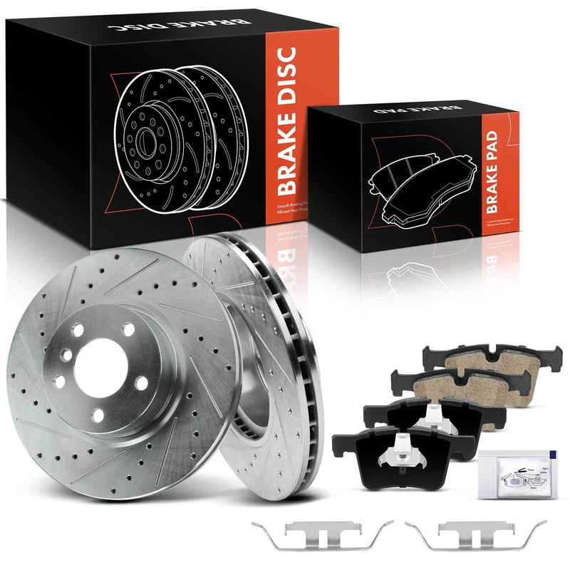 6pcs Front Drilled Brake Rotor & Ceramic Brake Pad for BMW X3 2011-2017 X4 15-18