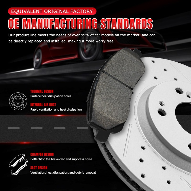 5 Stud Rear Ceramic Brake Pads & Drilled Brake Rotors For 2010 -2013 Kia Soul gallery