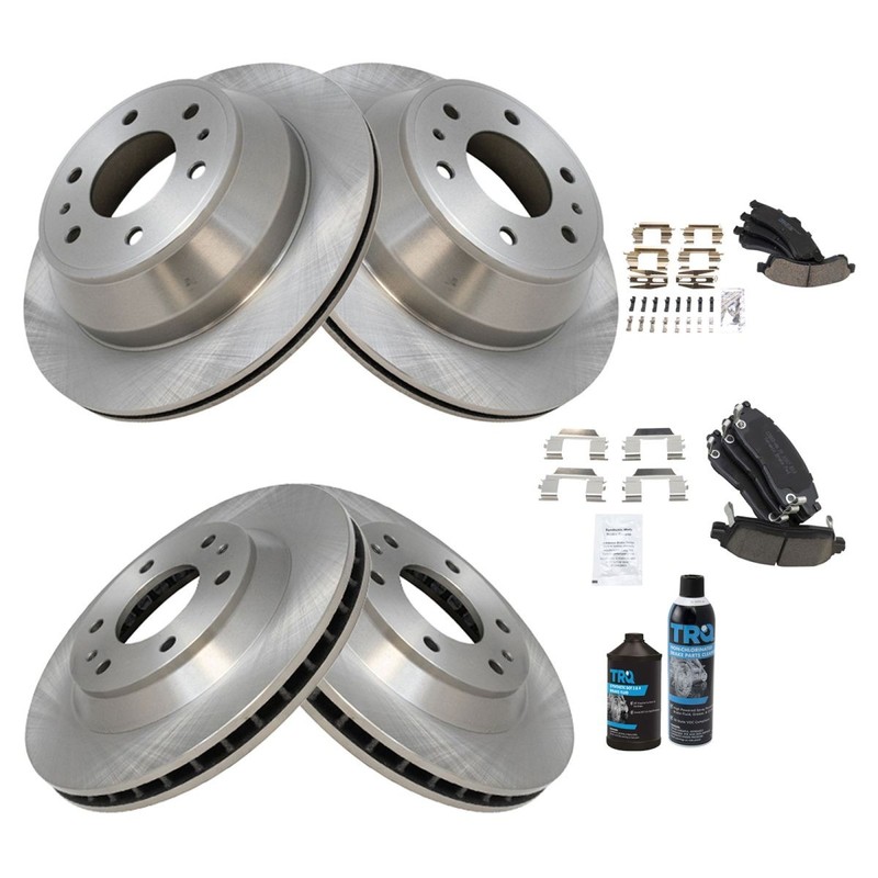 TRQ Front & Rear Premium Ceramic Brake Pad & Rotor Kit w/Chemicals for GM SUV gallery