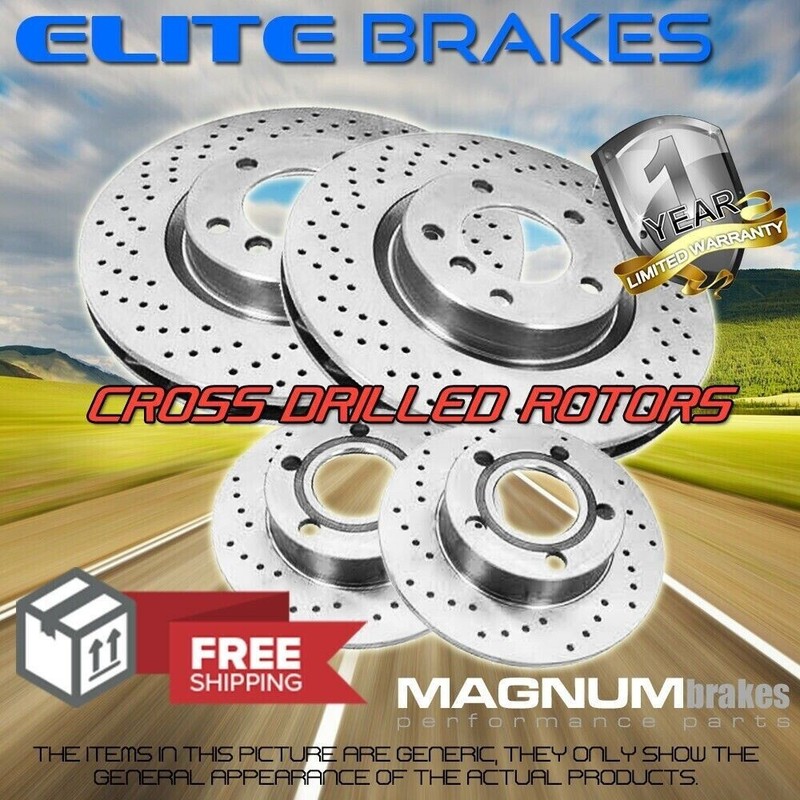 Front+Rear Cross Drilled Brake Rotors for 1995-1996 Chevrolet Lumina Front 267mm