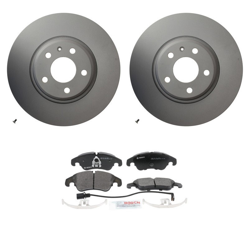 Hella Front Rotors Bosch QuietCast Semi-Met Disc Brake Pads Kit For A4 A5 A6 Q5