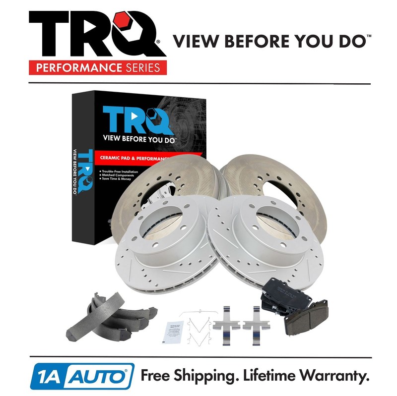 TRQ Performance Front & Rear Brake Pad & Rotor,Shoe & Drum Kit Fits Toyota