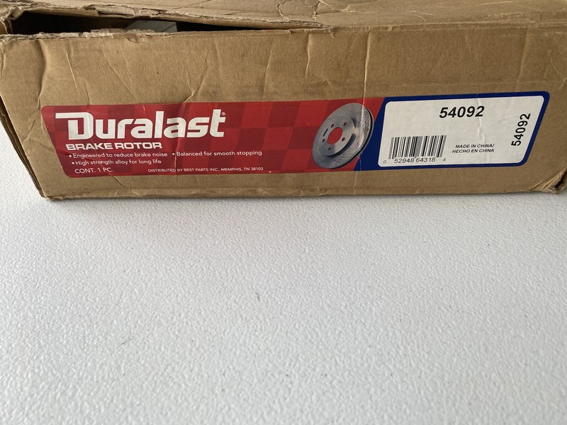 Brake Rotors Duralast #54092 Compatible W/Ford Set Of 2 New 5 Lug Brake Rotors
