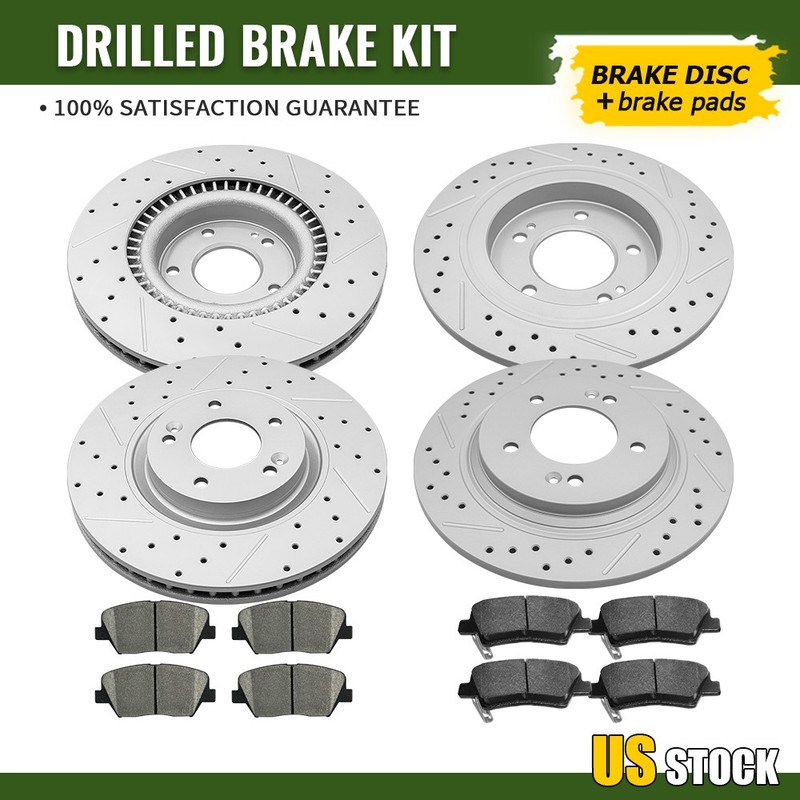 Front Rear Drilled Rotors & Ceramic Pads Kit for 2016 2017 Hyundai Azera Limited