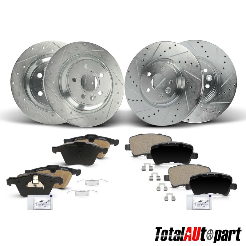 Drilled Brake Rotors & Brake Pads for Volvo S60 2012 2017 2018 S80 Front & Rear