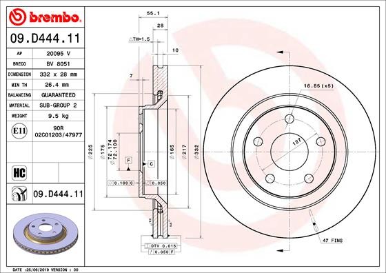 Brembo 09.D444.11 Brake Disc for Jeep