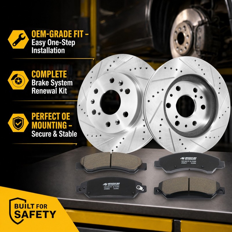 12.99 Inch Drilled Front Brake Rotor Ceramic Pad Set Fits Silverado Tahoe Sierra gallery