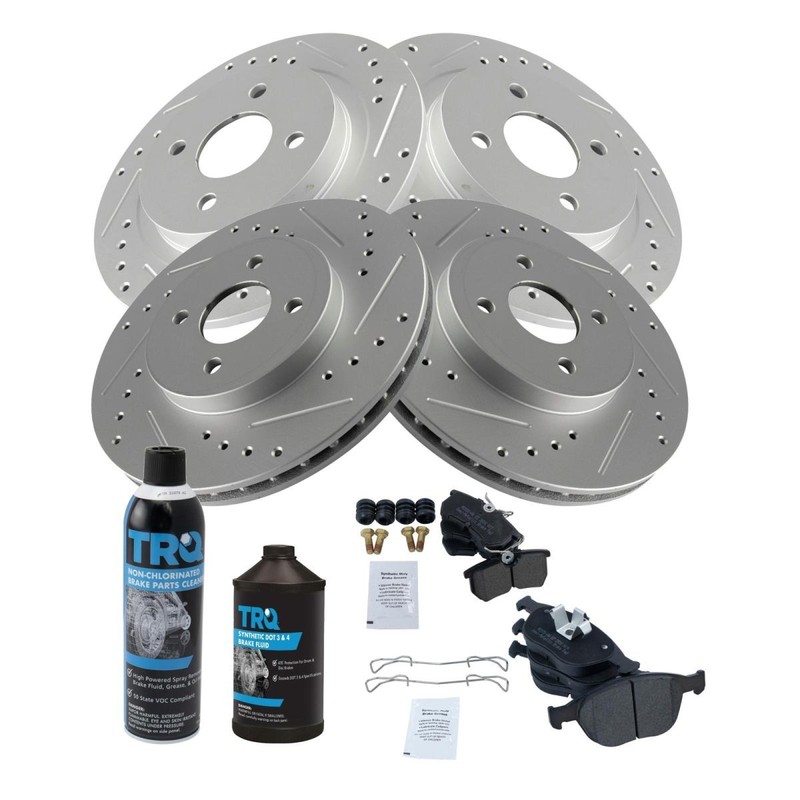TRQ Front & Rear Semi Metallic Brake Pad & Performance Rotor Kit w/Chemicals gallery