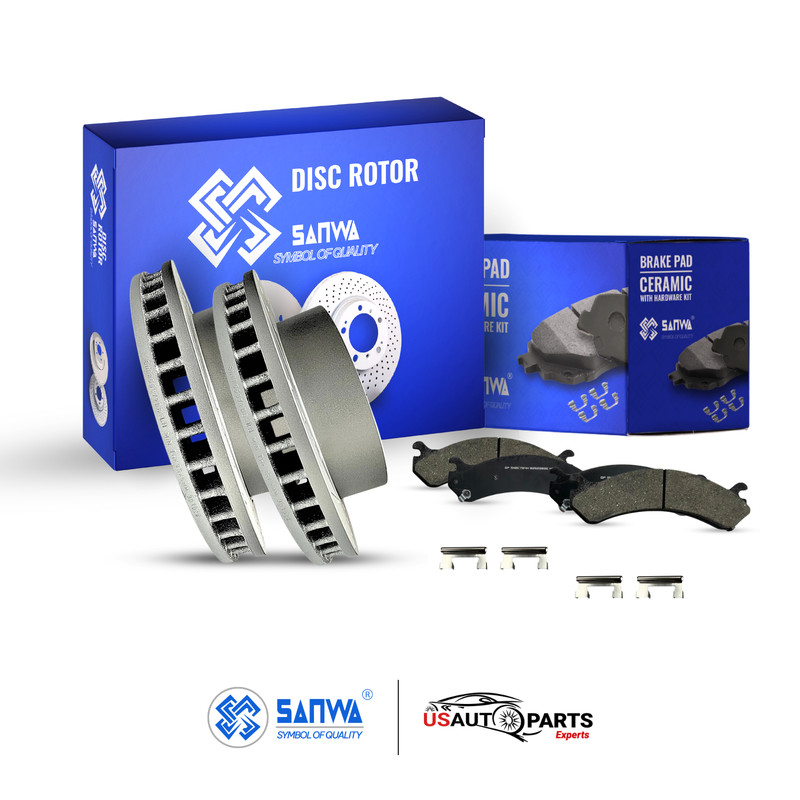 FRONT BRAKE ROTOR VENTED GEOMET D&S & CERAMIC PAD KIT FOR GMC SAVANA 2500 01-20