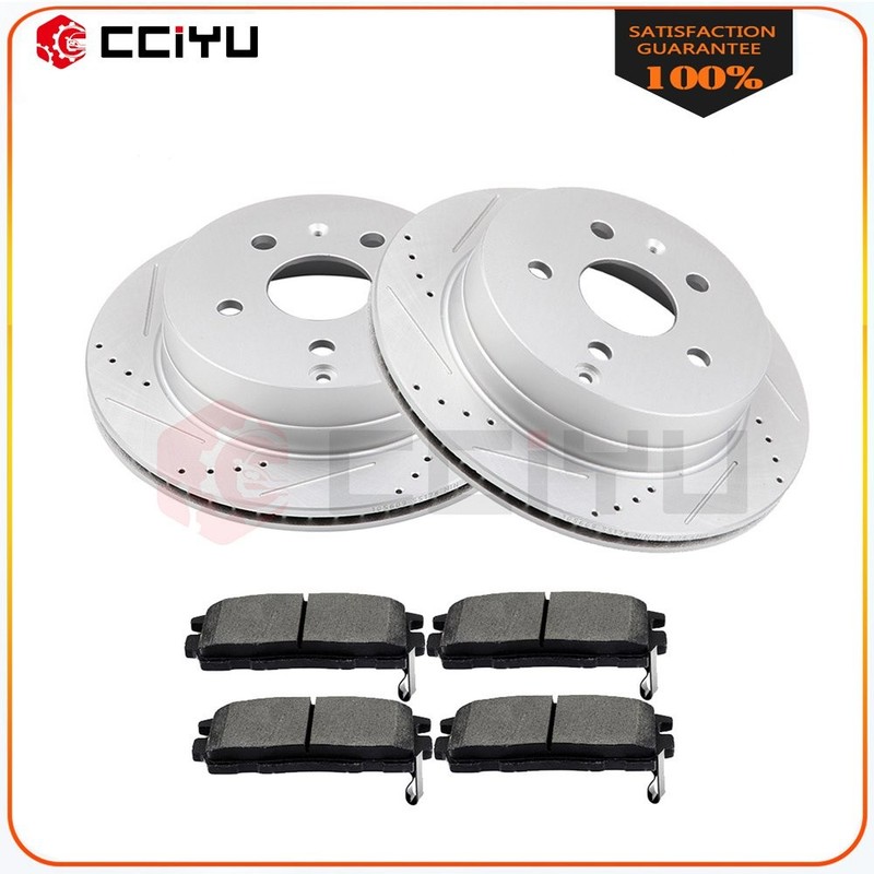 Rear Drilled & Slotted Brake Rotors & Metallic Pads Fits 2010 – 2017 GMC Terrain