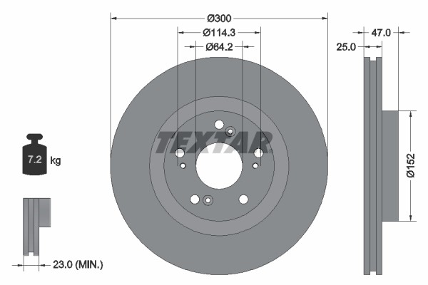 Textar 92186503 Brake Disc for Honda