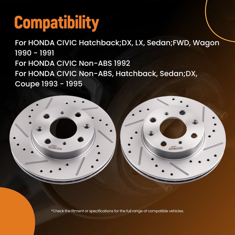 Front Dirver & Passenger Side Brake Rotors for Honda Civic/CRX/Civic Del Sol gallery