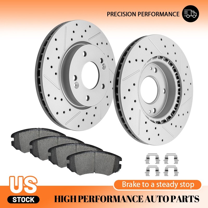 6x Front Disc Brake Rotors & Ceramic Brakes Pads Kit for 2010 2011 Kia Soul 2.0L