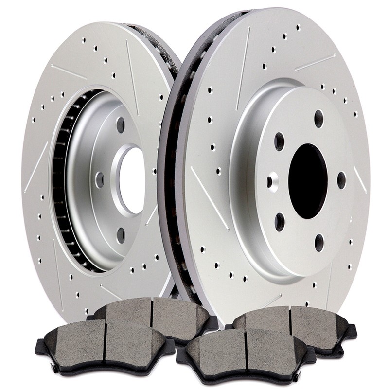 Front Brake Rotors And Ceramic Pads For Chevy Cruze 2011-2016 Drilled & Slotted