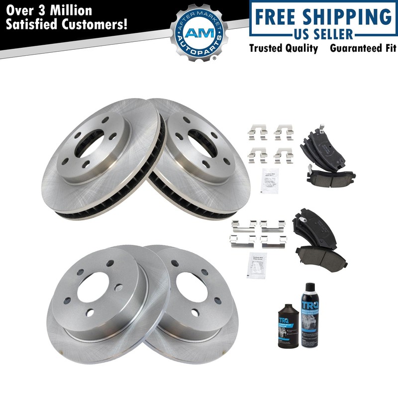 Front & Rear Ceramic Brake Pad & Rotor Kit w/Chemicals for Buick Pontiac