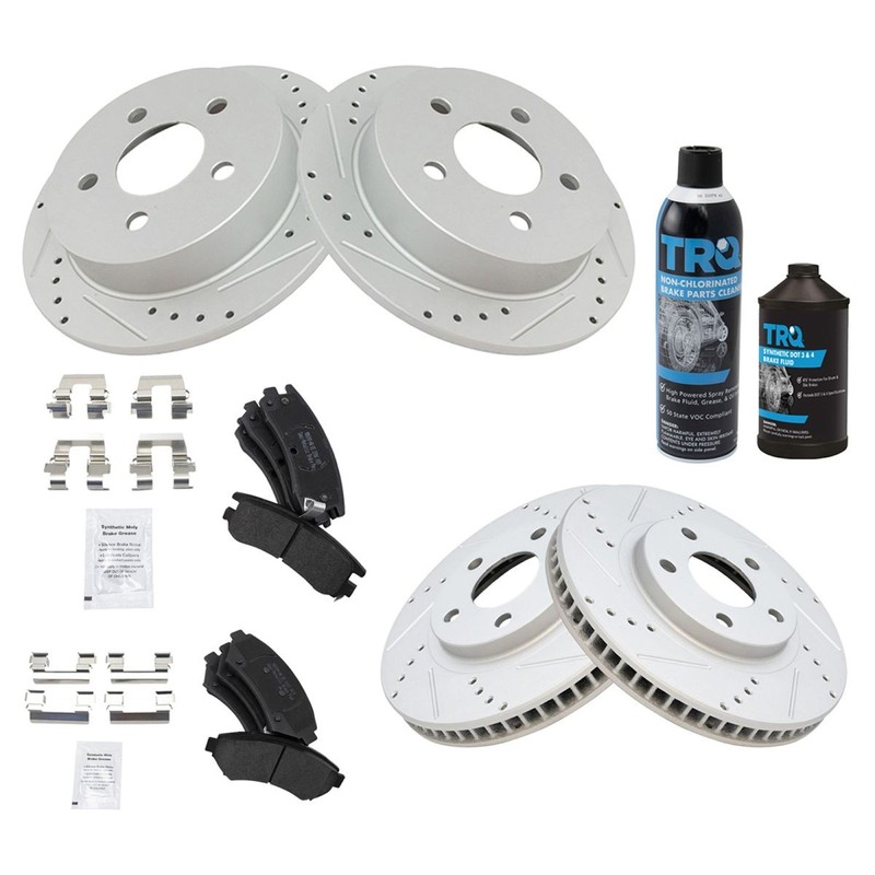 TRQ Performance Rotor Metallic Brake Pad Kit Front Rear Kit w/Chemicals gallery