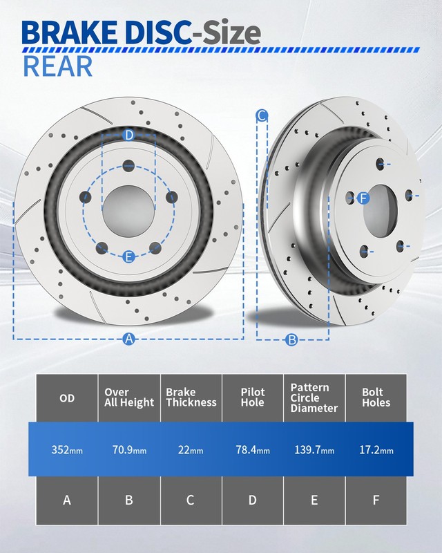 352mm Rear Brake Rotors Pads fit for RAM 1500 2005-2018 Drilled Slotted Brakes gallery