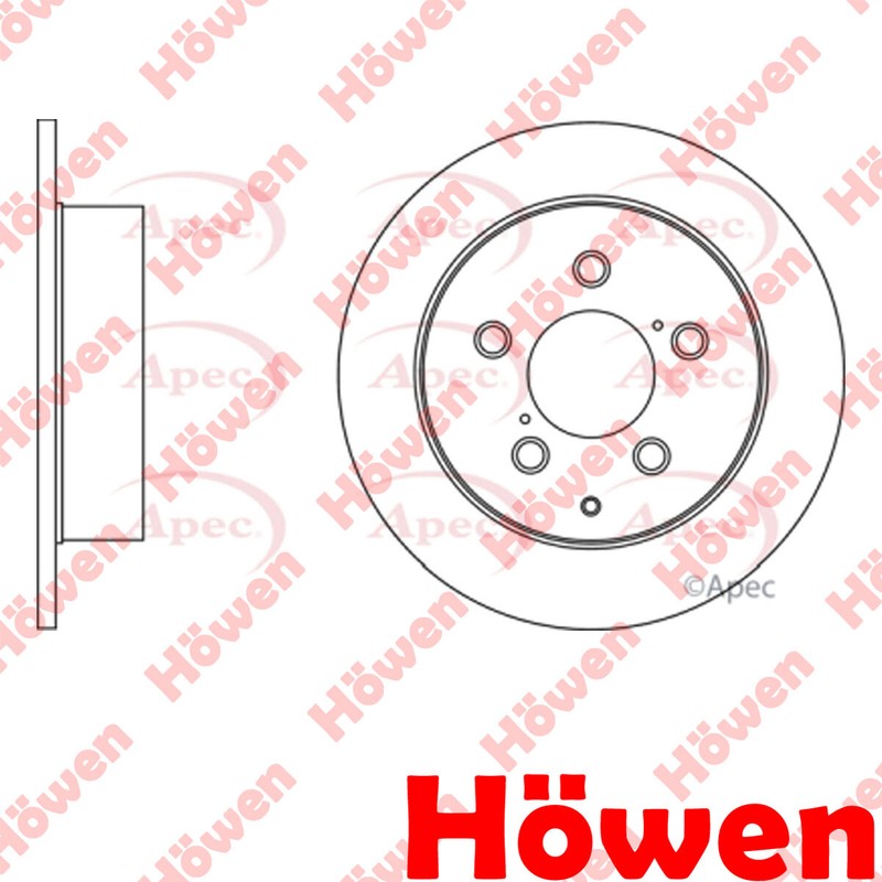 Fits Toyota Avensis 2005-2008 2.2 D 1x Brake Disc Rear Howen 4243105050