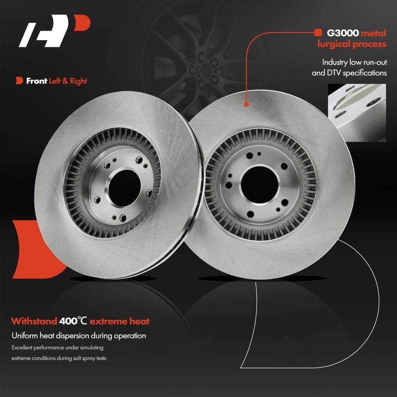 Disc Brake Rotor & Brake Pads Front Side for Hyundai Genesis 2009-2014 3.8L 4.6L gallery