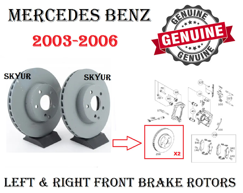 Mercedes Front 2 Disc Brake Rotors 312mm For E350 E500 W211 2003-2006 Genuine