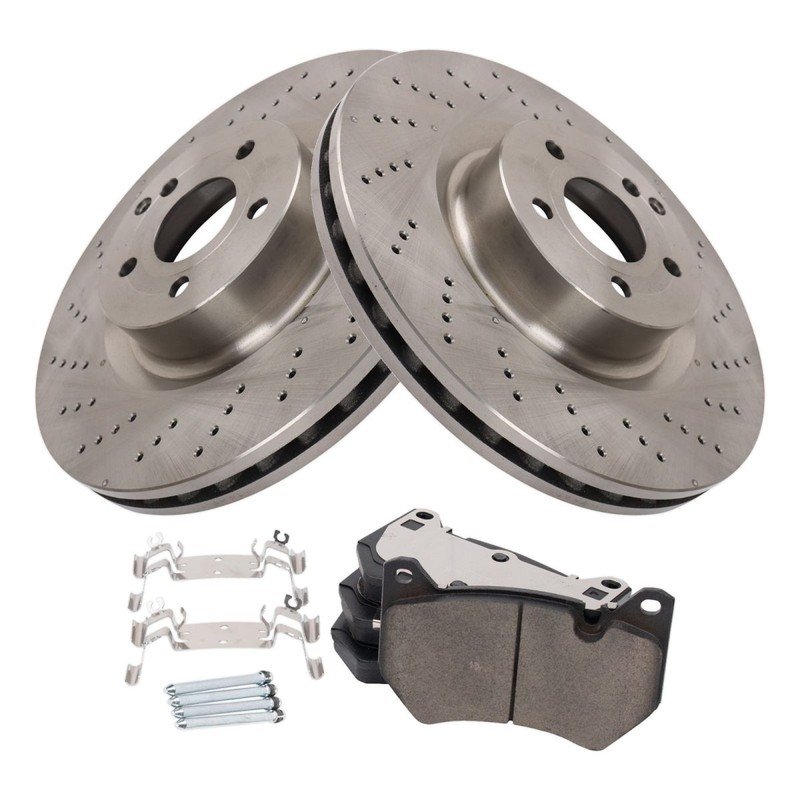 TRQ Front Brake Pad & Rotor Kit Brake Rotor For 2020-2021 Audi Q5 PHEV gallery