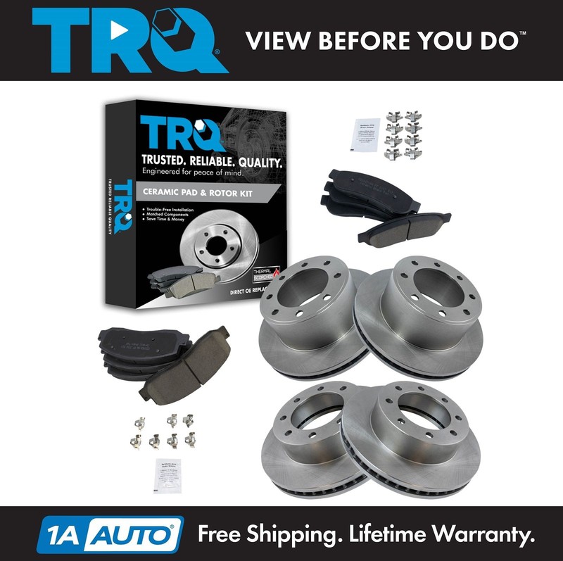 TRQ Front & Rear Premium Posi Ceramic Disc Brake Pad & Rotor Kit for Ford Pickup
