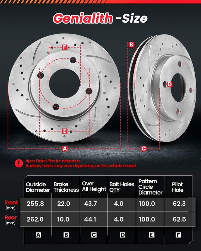 Front & Rear Disc Rotors Ceramic Brake Pads for 2012-2017 Hyundai Accent Kia Rio gallery