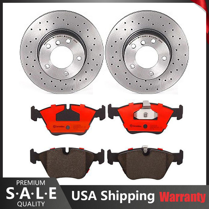 Brembo Xtra Front Brake Kit Drilled Rotors Ceramic Pad Kit For BMW E39 525i 528i