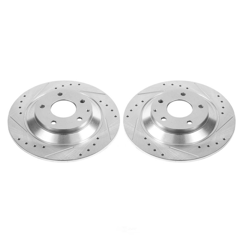 Disc Brake Rotor Set-Rear Drilled, Slotted and Zinc Plated Brake Rotor Pair