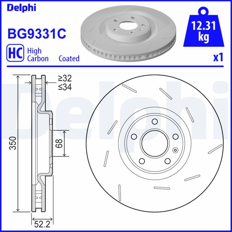 Delphi BG9331C Brake Disc for Porsche