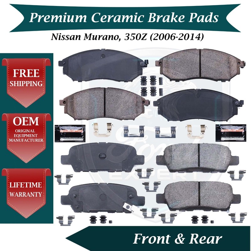 Premium OE Front & Rear Ceramic Brake Pads Kit For 2006-2014 Nissan 9 Yr Warrant