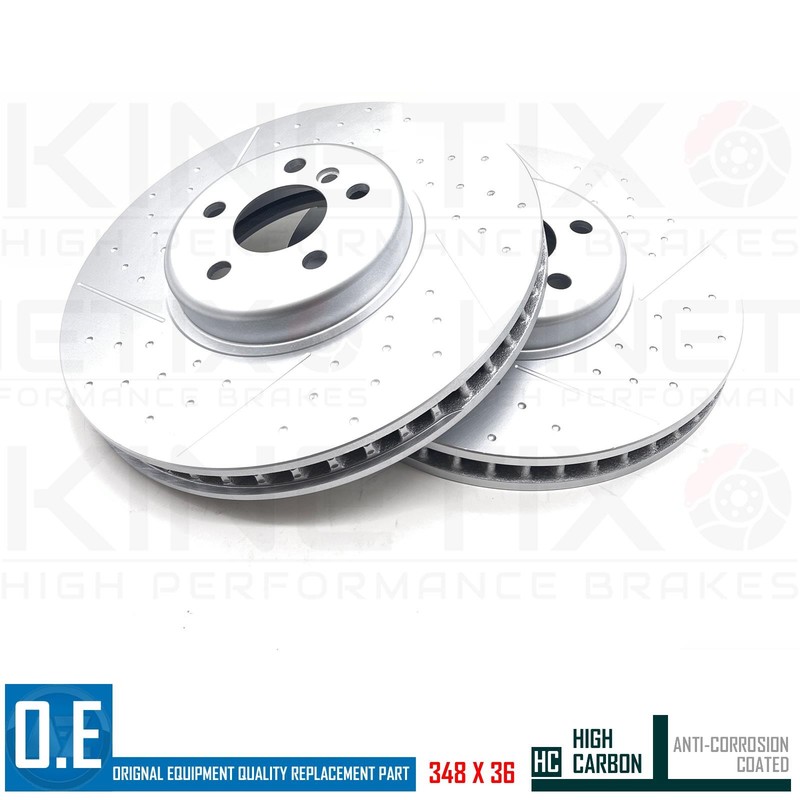 FOR BMW 640d GT G32 DIMPLED GROOVED FRONT BRAKE DISCS TEXTAR PADS SENSOR 348mm gallery