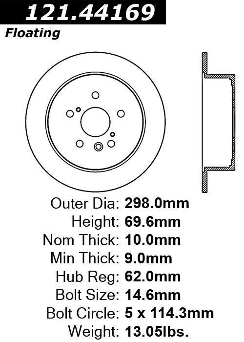 Centric Rear Disc Brake Rotor for 2009-2016 Toyota Venza (121.44169) gallery