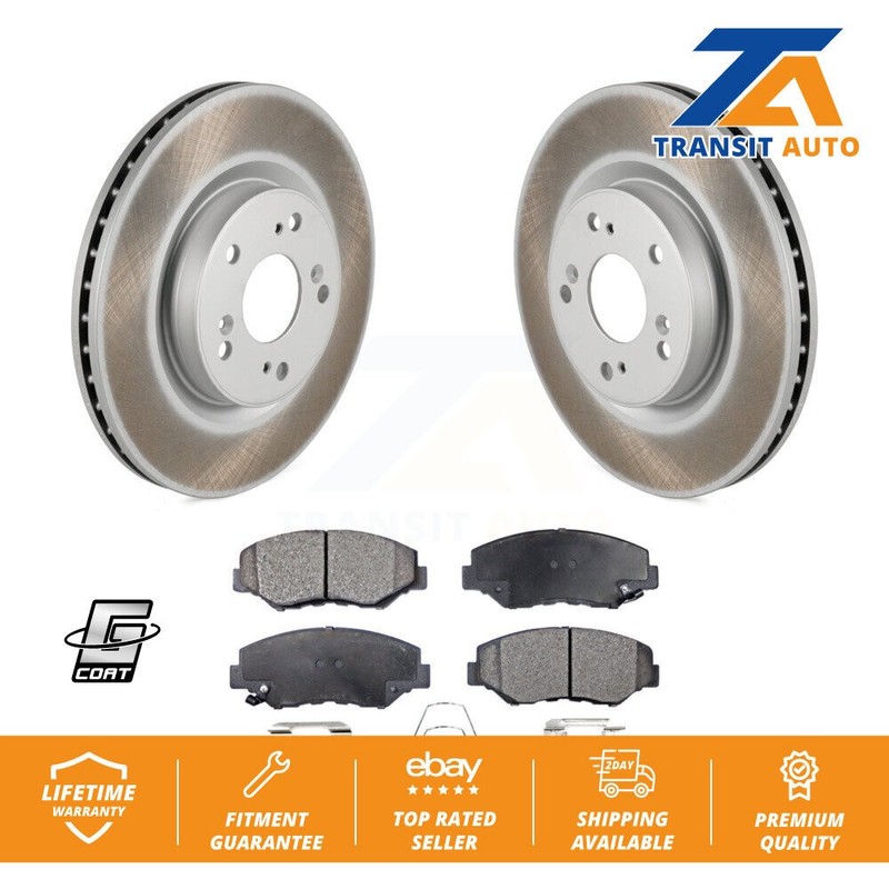 Front Coated Disc Brake Rotors And Ceramic Pads Kit For 2012-2016 Honda CR-V FWD