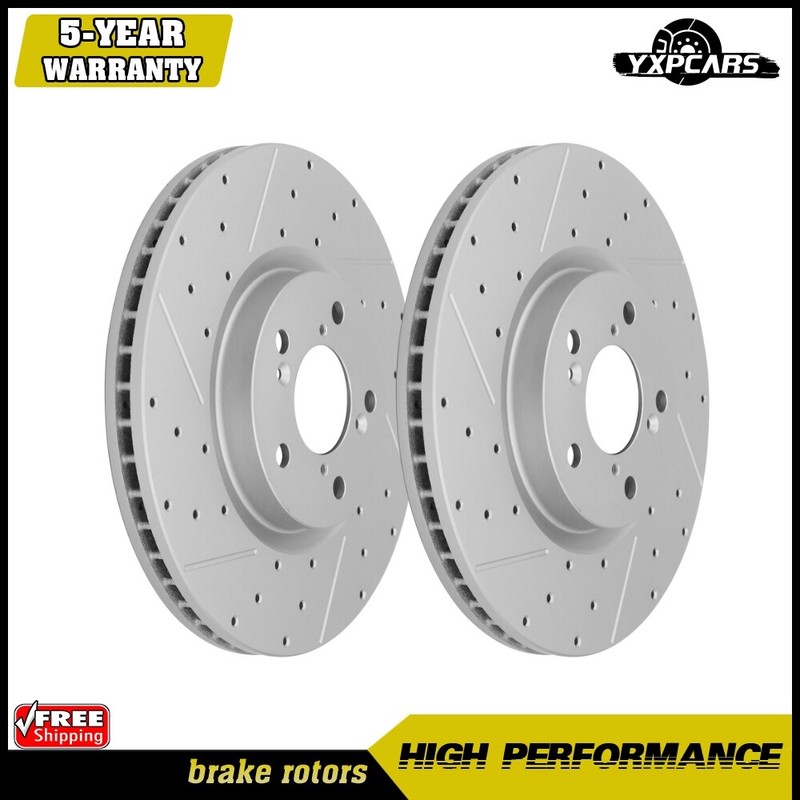 Front Disc Drilled Brake Rotors for 2009 – 2015 Honda Pilot Acura MDX RLX ZDX