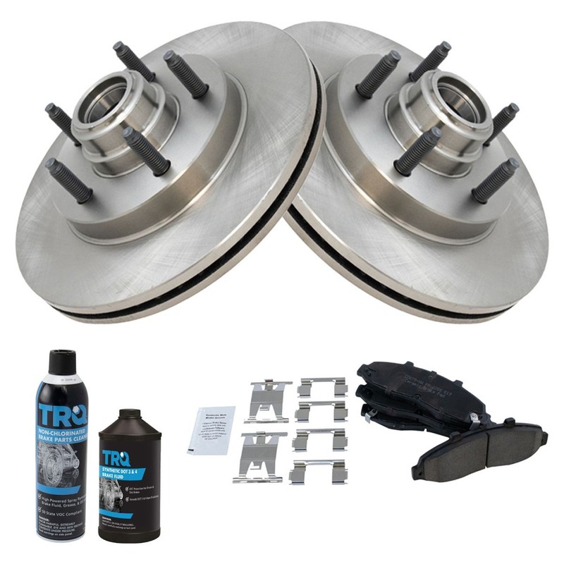 TRQ Brake Rotor & Posi Ceramic Pad w/ Hardware Front Kit w/Chemicals gallery