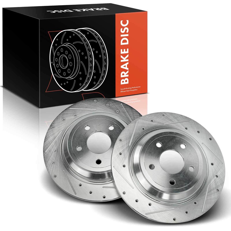 2Pcs Rear LH & RH Side Drilled Brake Rotors for Ford Bronco Lincoln Sport Escape