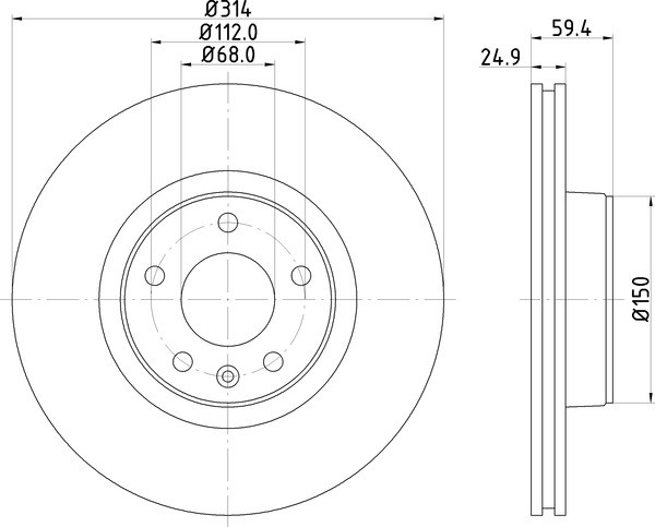 DON 314mm Front Brake Disc Set Fits Audi A6 PCD12042 gallery