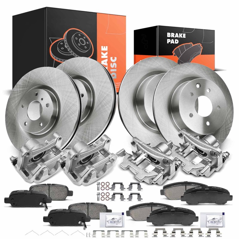 Disc Brake Rotor & Pad+ Brake Caliper for Nissan Maxima 2009-2017 Front & Rear